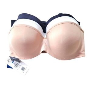 3 Pack Convertible Bras by Rene Rofe, 38C, Nude, White, Black